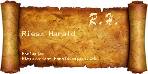 Riesz Harald névjegykártya